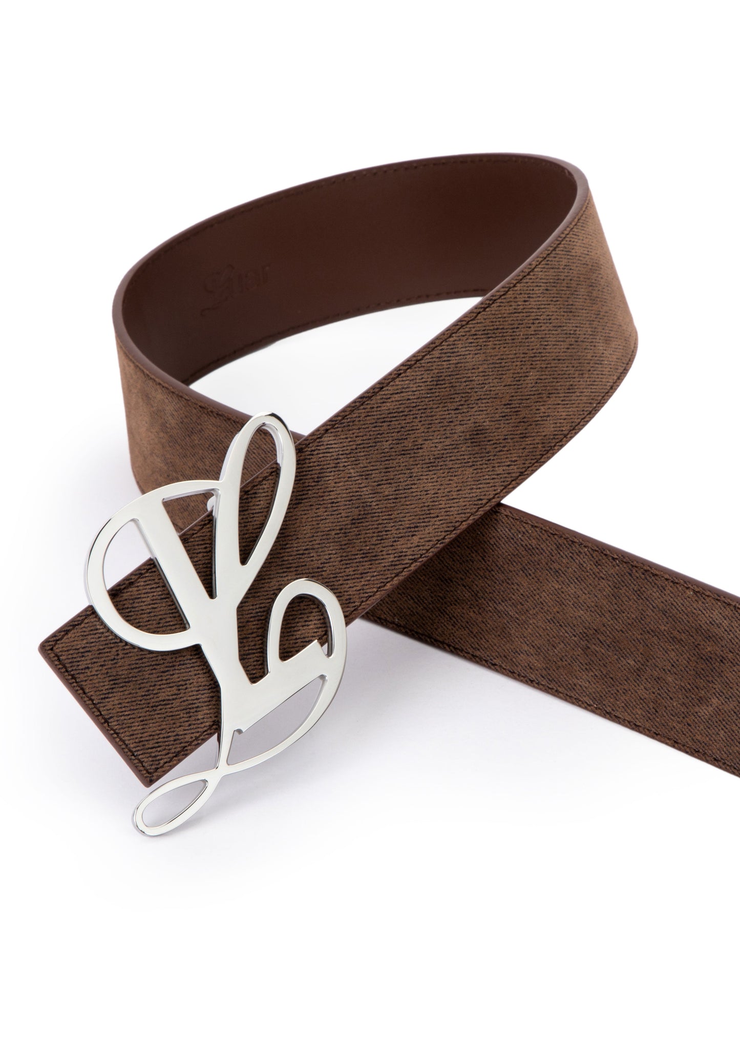 Monogram Logo Belt - Brown Enzyme Denim