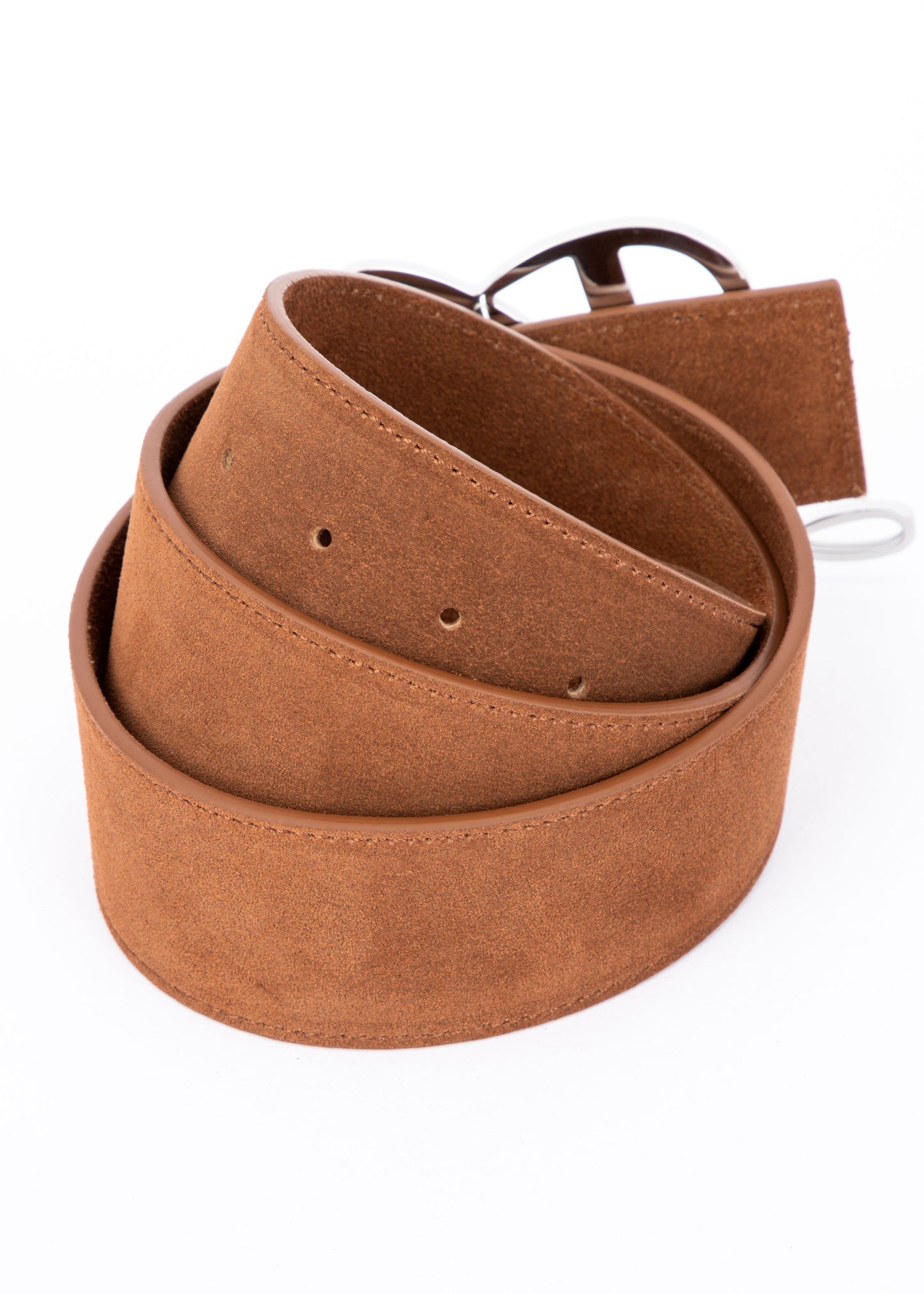 Monogram Logo Belt - Cognac Suede