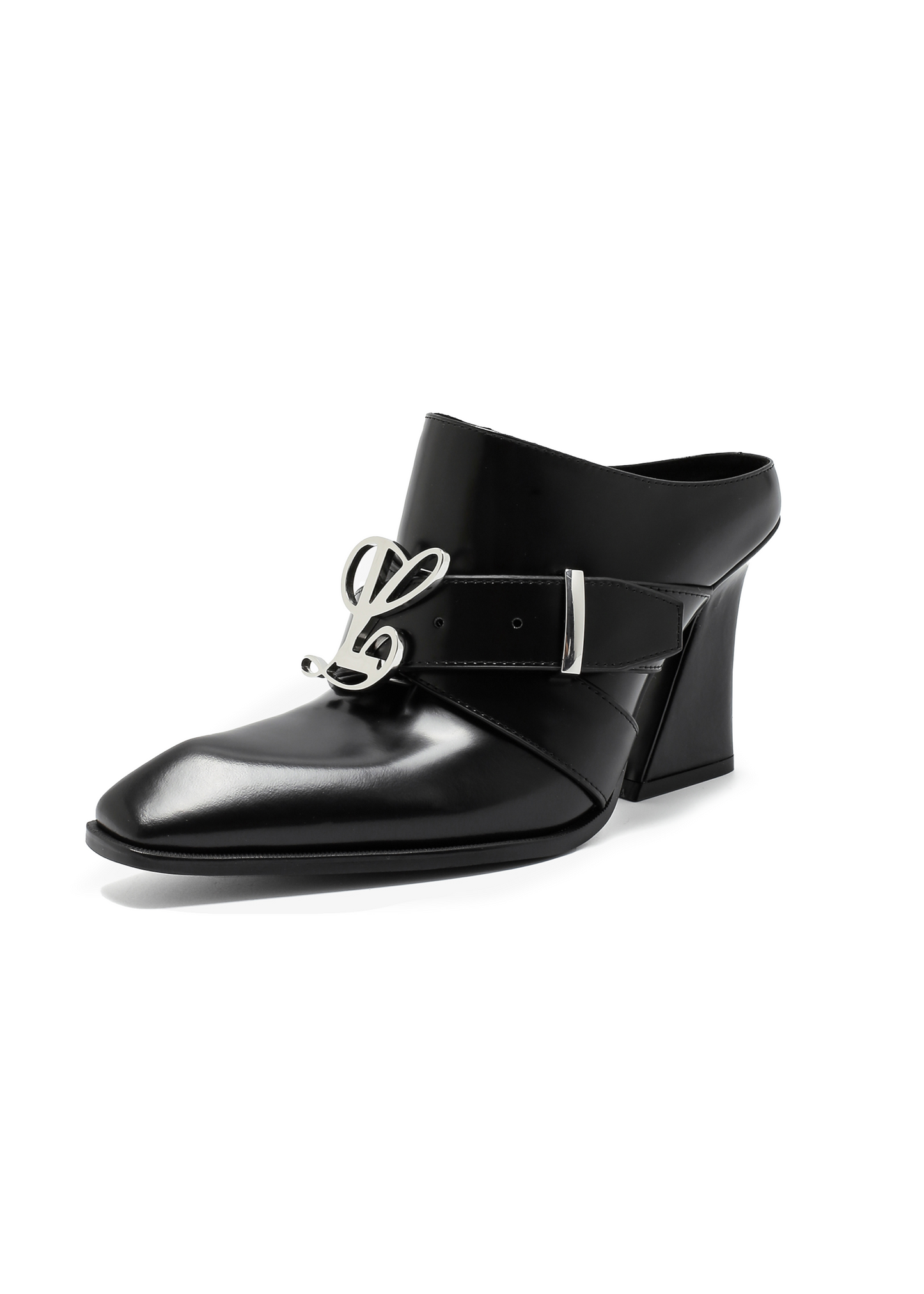 Jehan Black Belted Mules