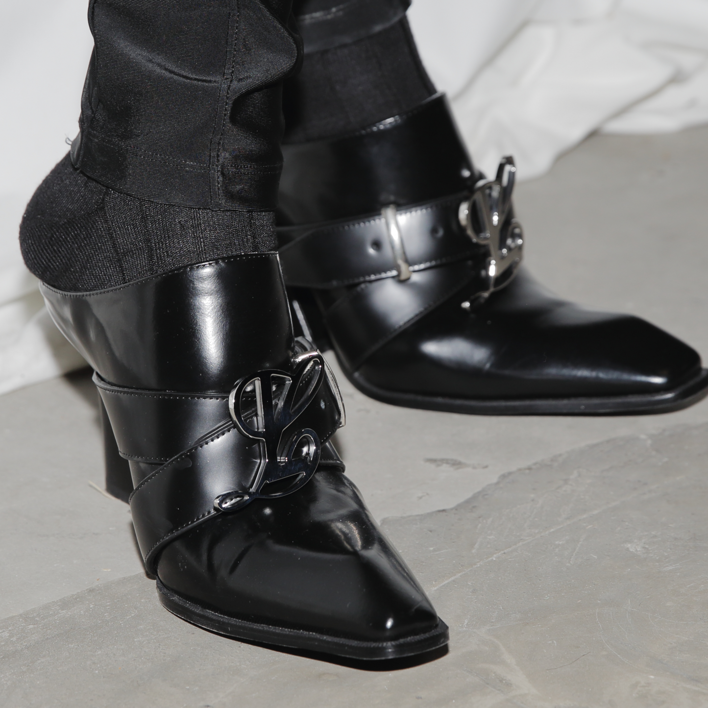 Jehan Black Belted Mules