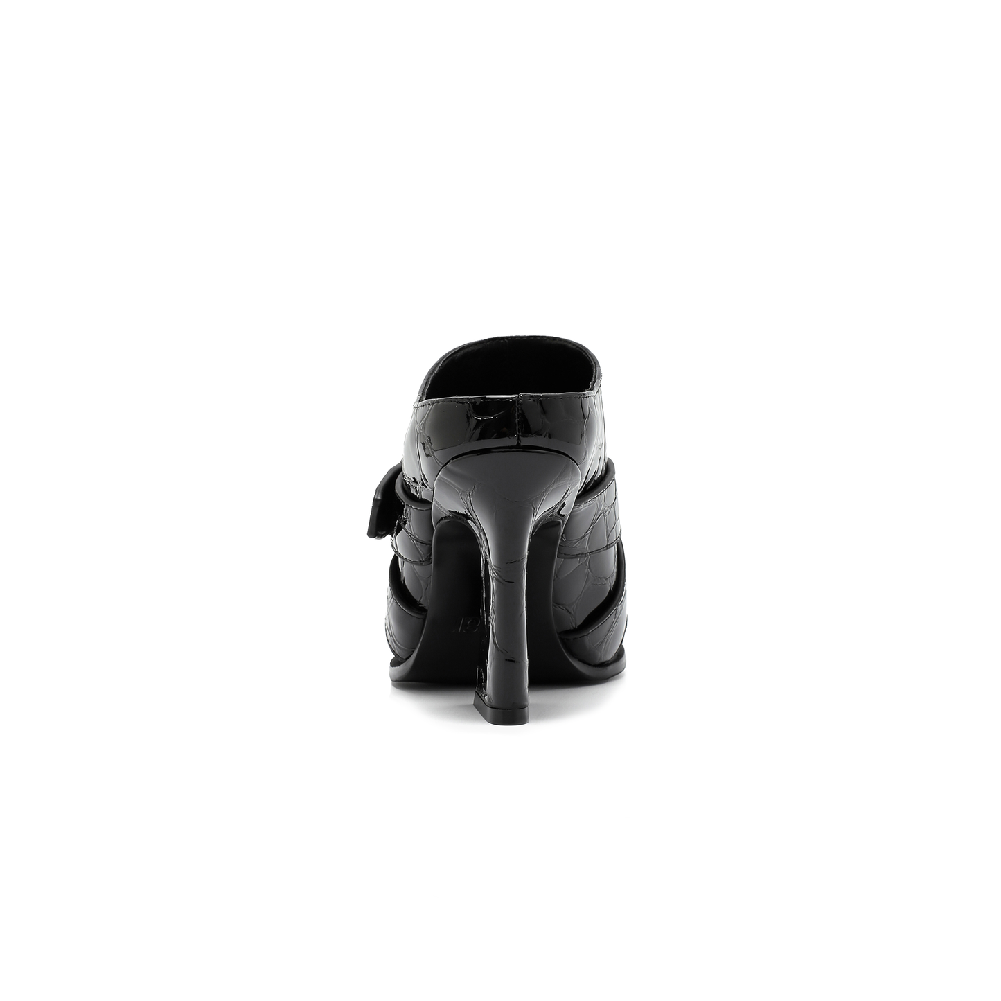 Jehan Black Pebble Belted Mules