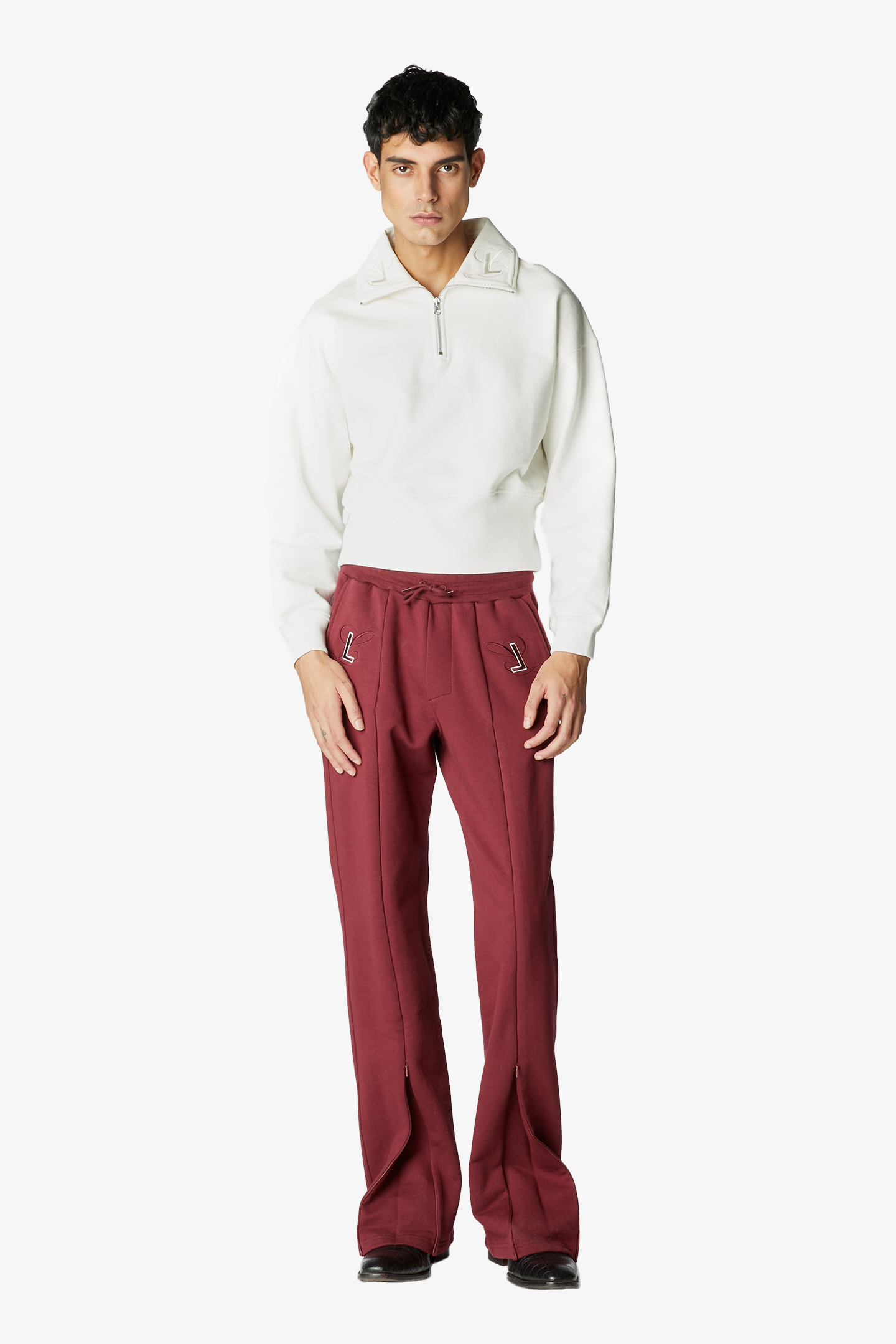 White cropped quarter zip sale