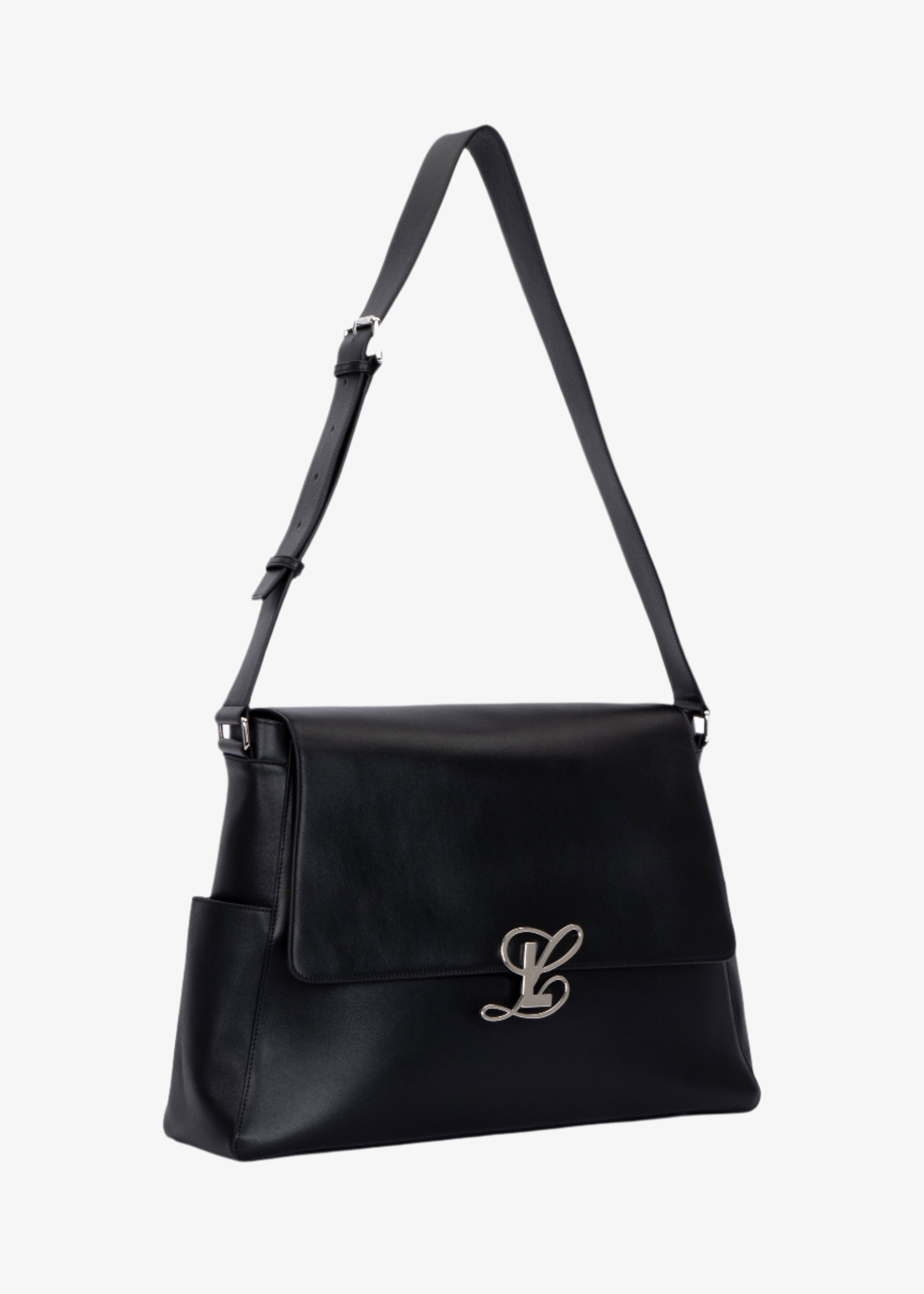 ★TOUT Y EST★ Willie Unisex Large Flap Messenger Bag Black Large Gabardine Messenger Bag — Black – La Garçonne