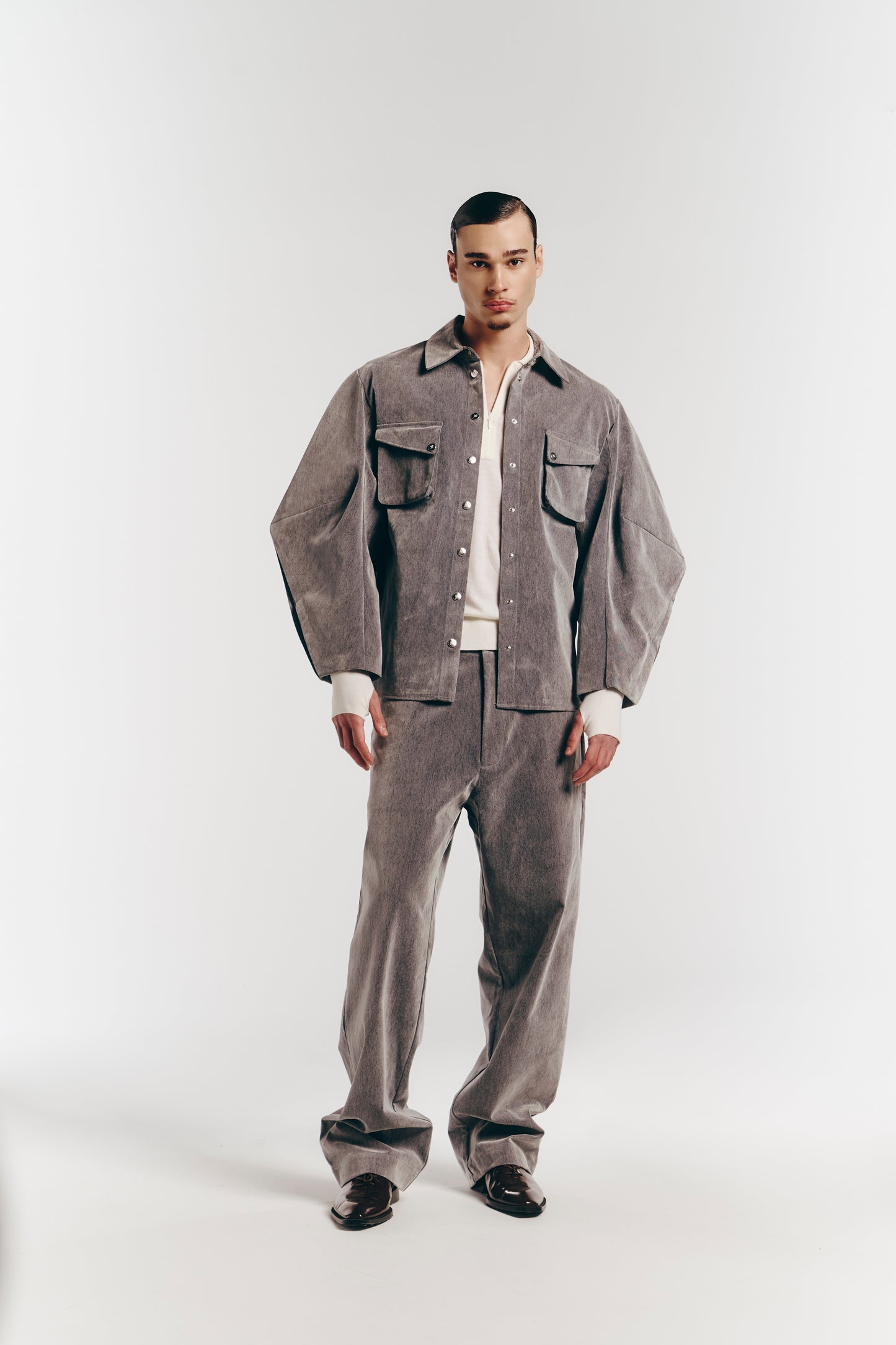 Triangle Sleeve in Grey Enzyme Denim