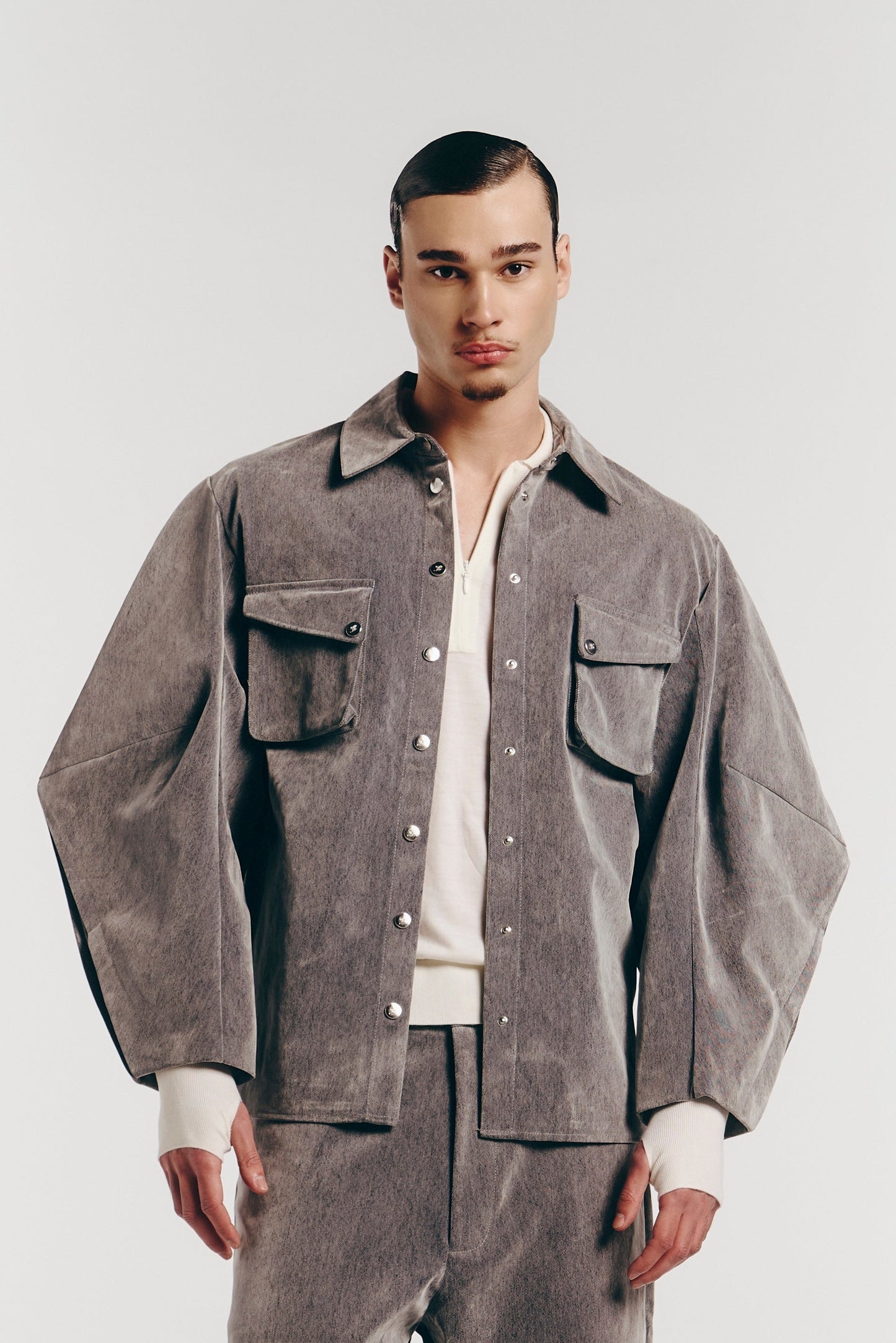 Triangle Sleeve in Grey Enzyme Denim