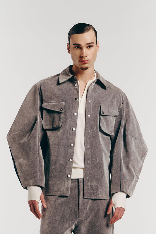 Triangle Sleeve in Grey Enzyme Denim