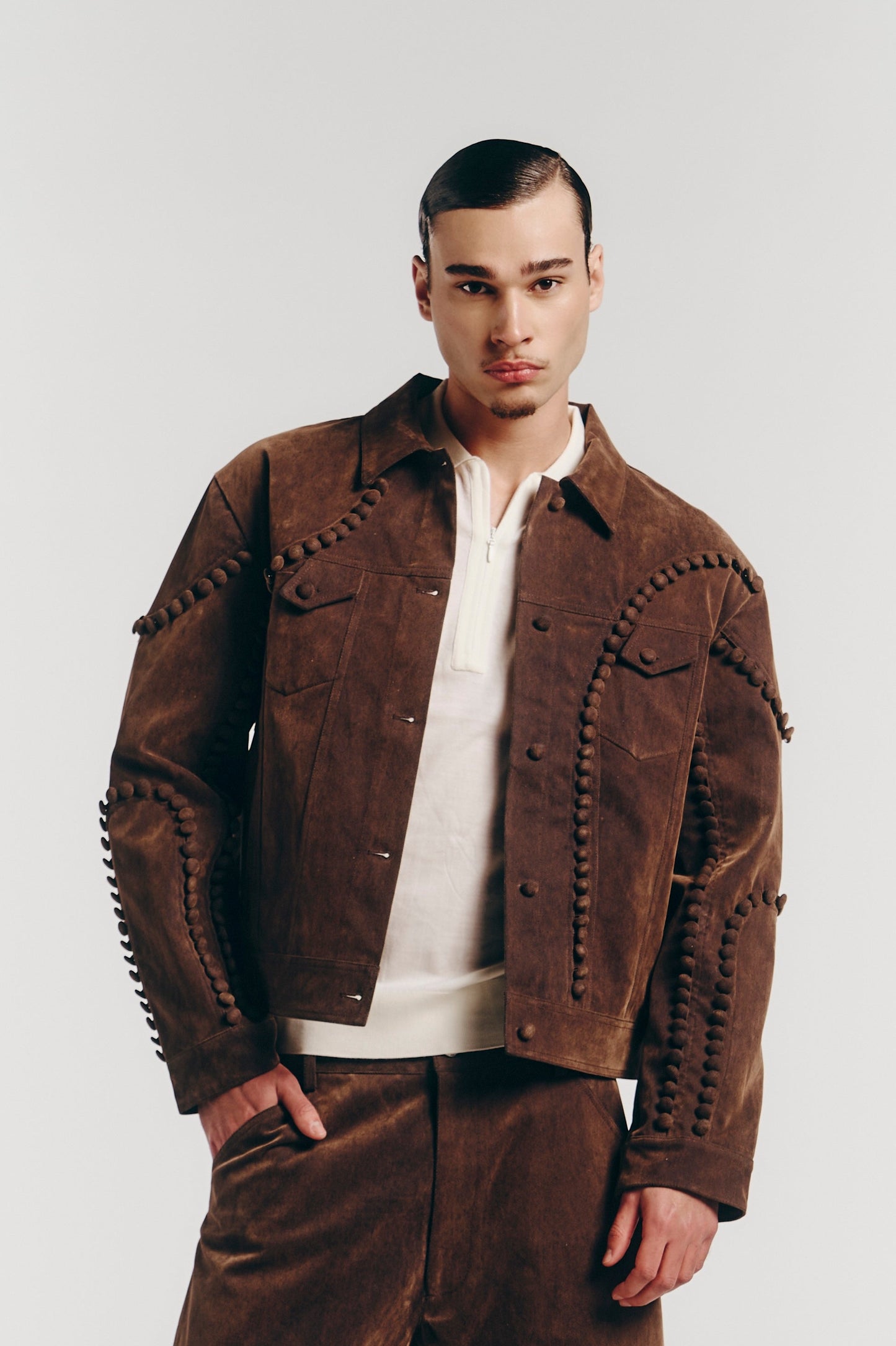 Unbutton Jacket in Brown Enzyme Denim