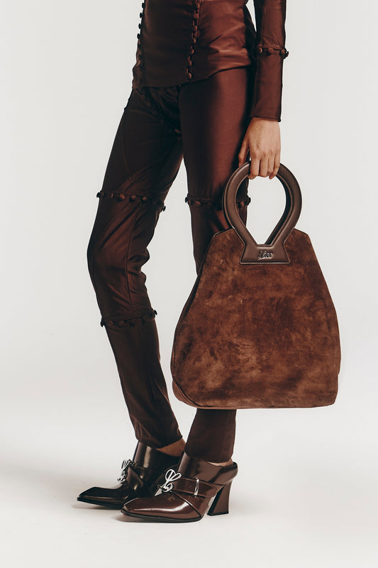 Unbutton Legging in Brown Lycra