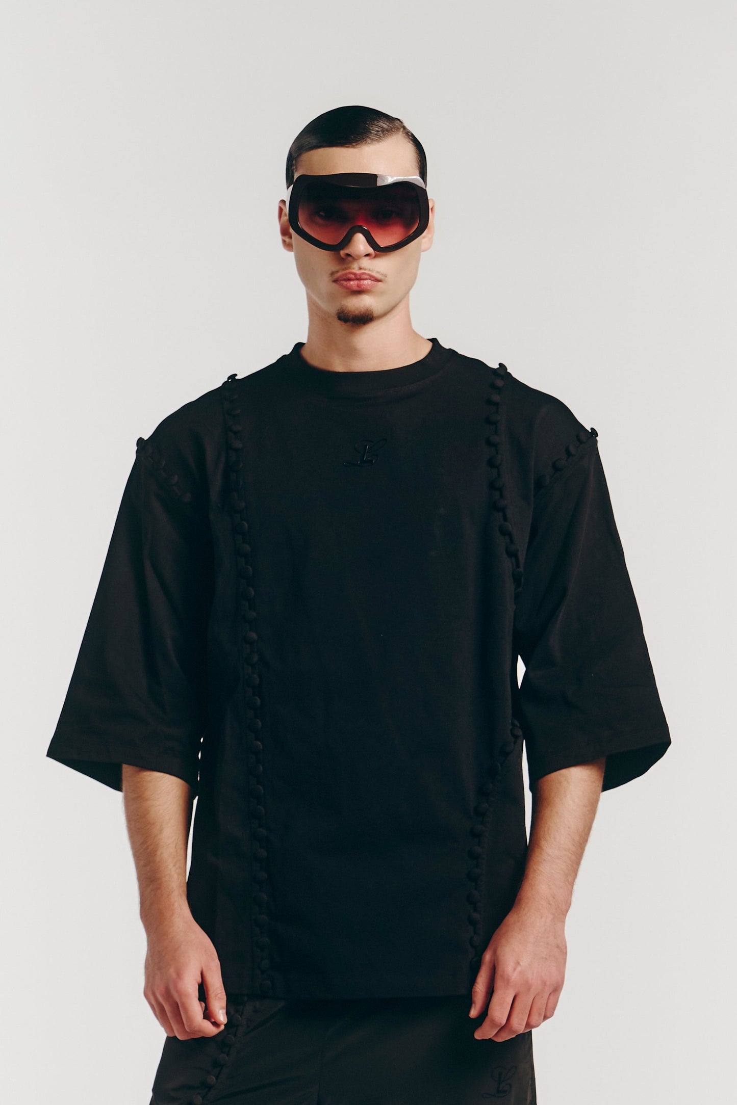 Unbutton T-Shirt in Black