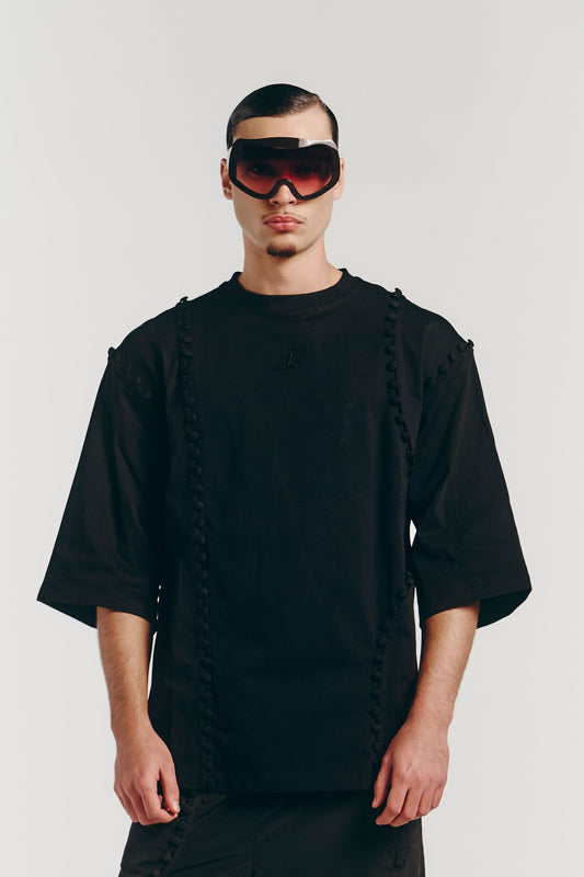 Unbutton T-Shirt in Black