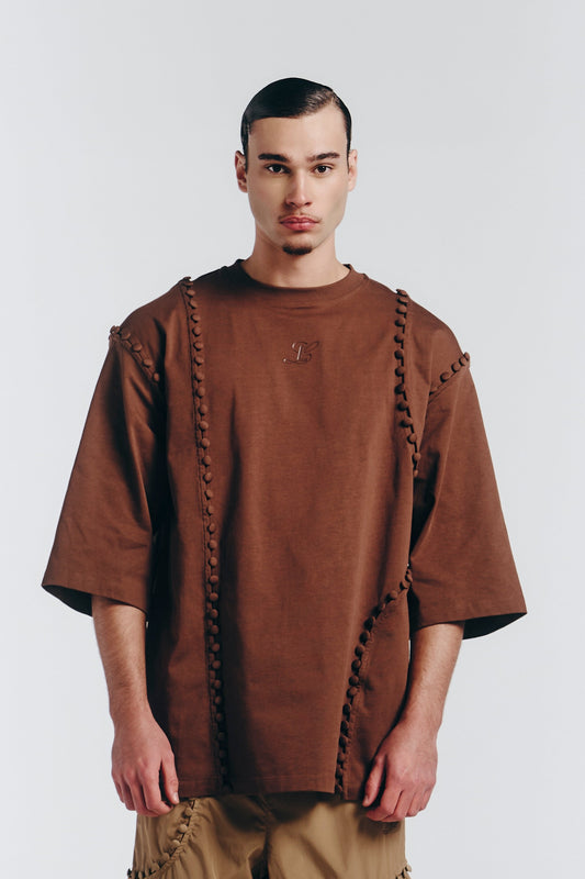 Unbutton T-Shirt in Brown