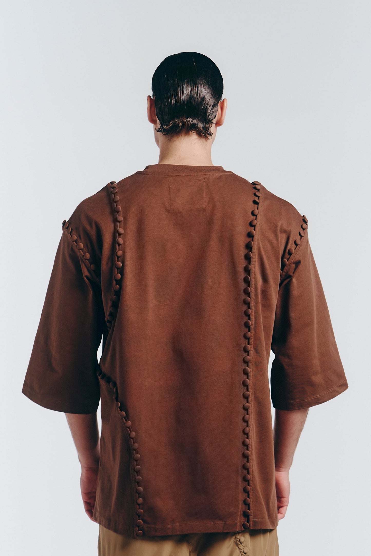 Unbutton T-Shirt in Brown