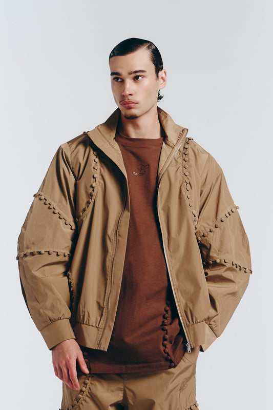 Unbutton Track Jacket in Khaki Nylon