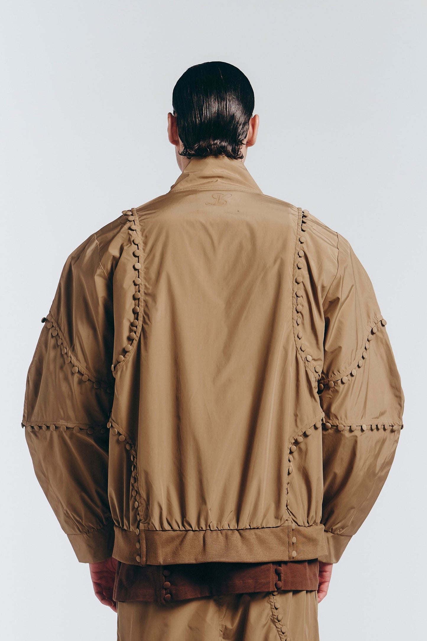 Unbutton Track Jacket in Khaki Nylon