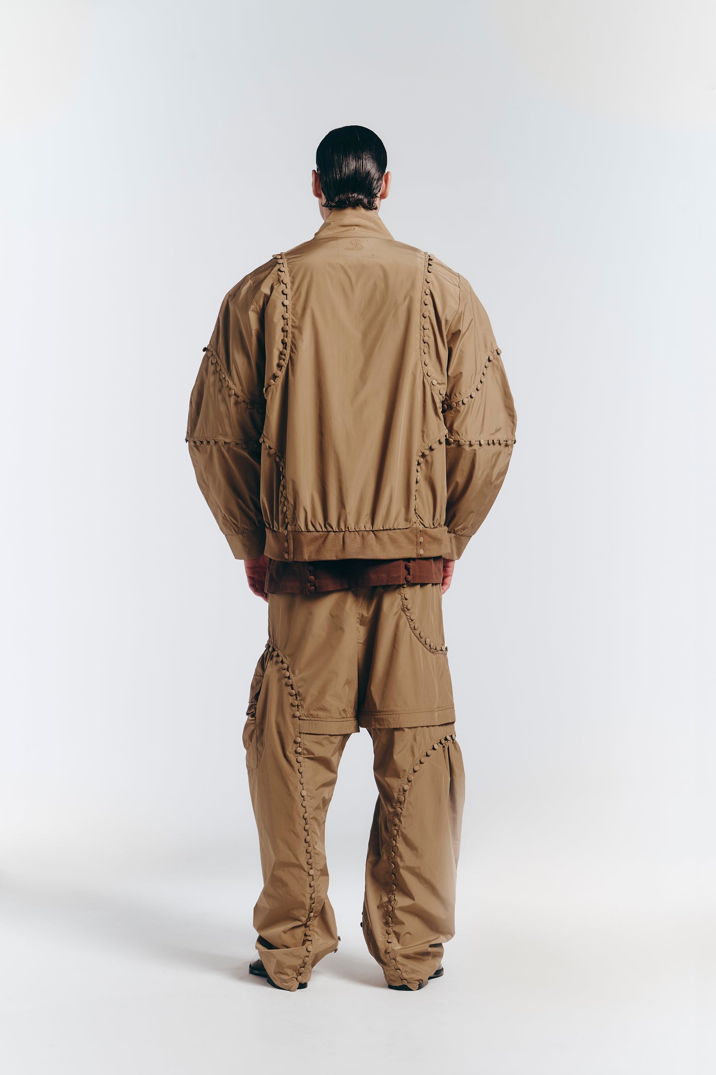 Unbutton Track Jacket in Khaki Nylon