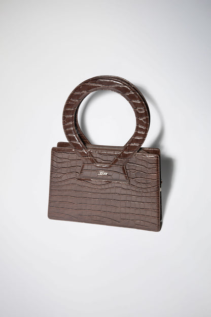 ESPRESSO CROC-EMBOSSED LARGE ANA TOTE