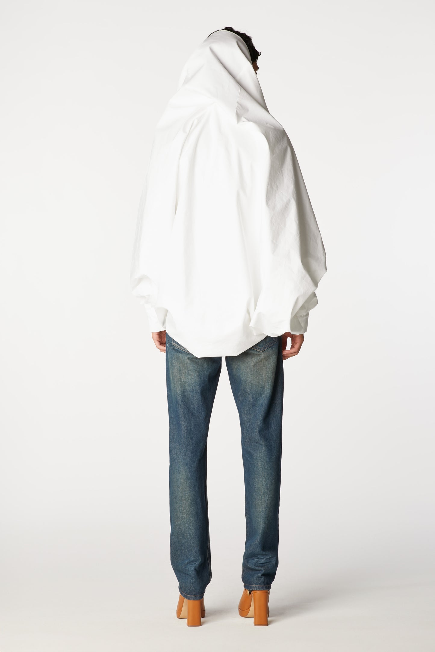 Hooded Button Up - White