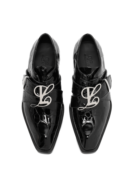 Adrian Black Pebble Belted Oxford