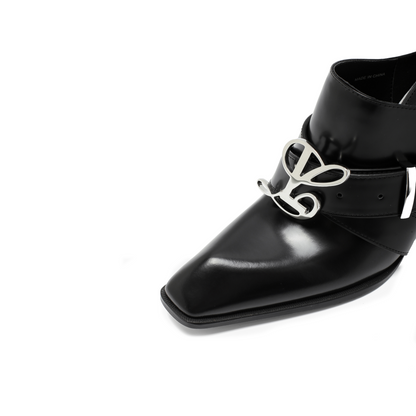 Jehan Black Belted Mules