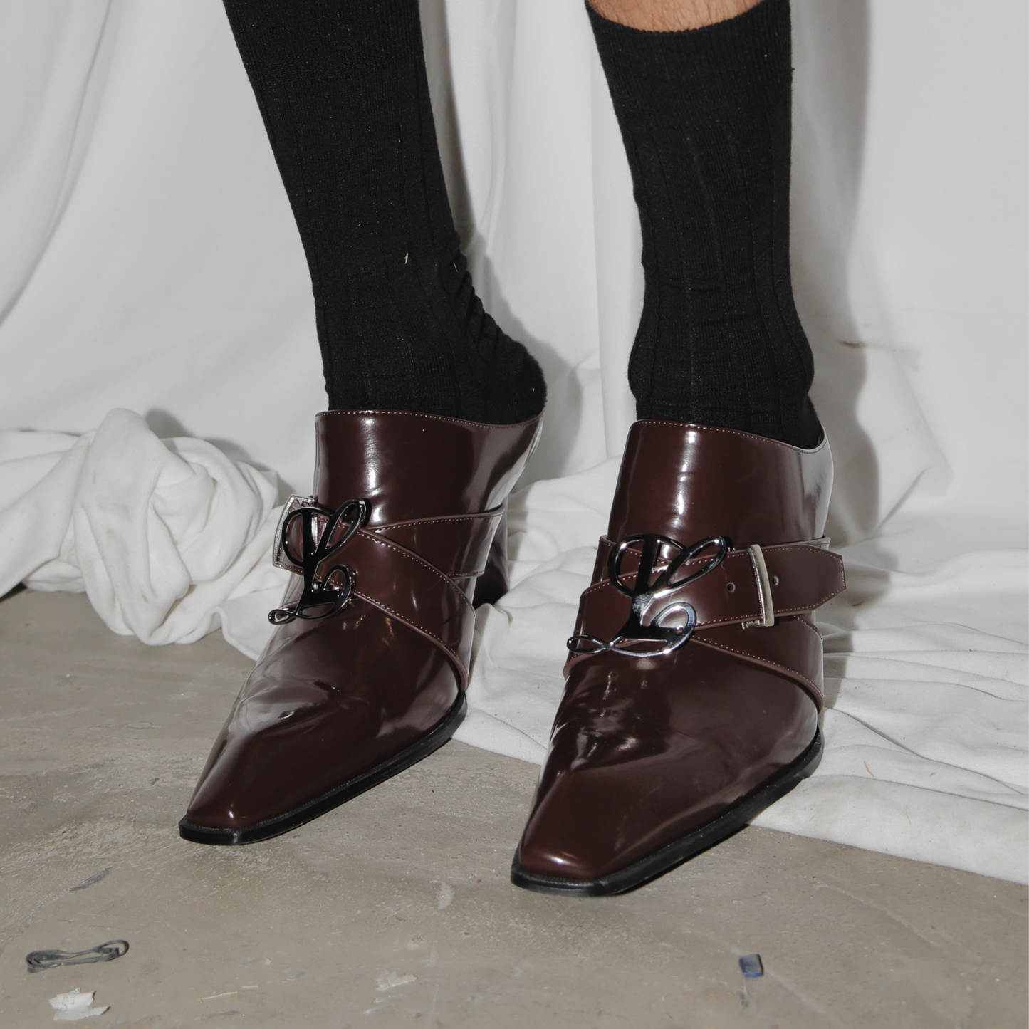 Jehan Brown Belted Mules