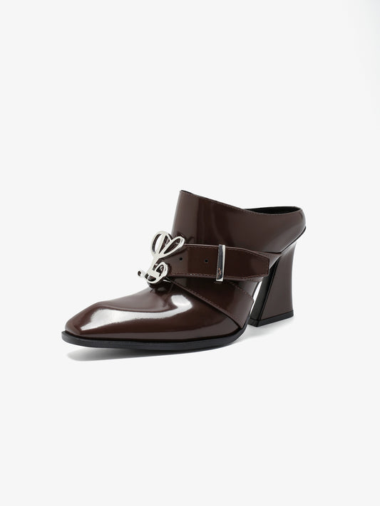 Jehan Brown Belted Mules