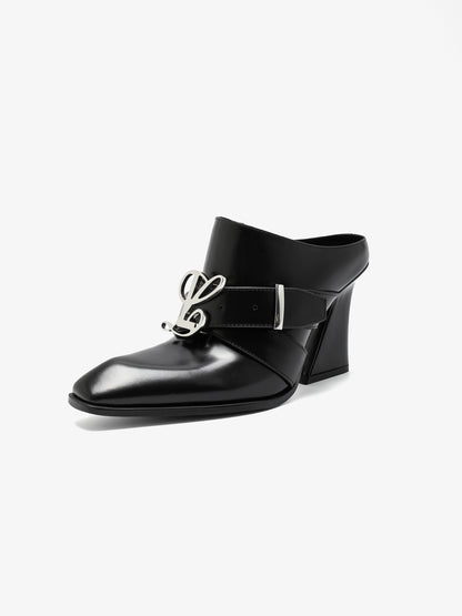 Jehan Black Belted Mules