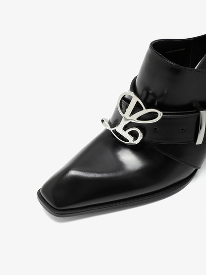 Jehan Black Belted Mules