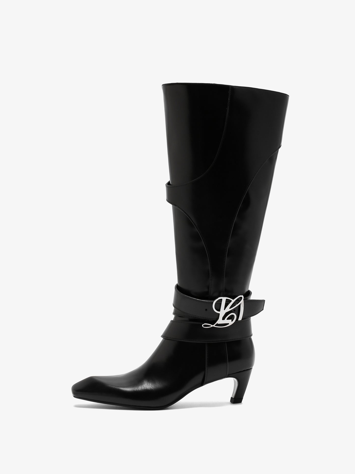 Keyla Smooth Black Kitten Heel Boot