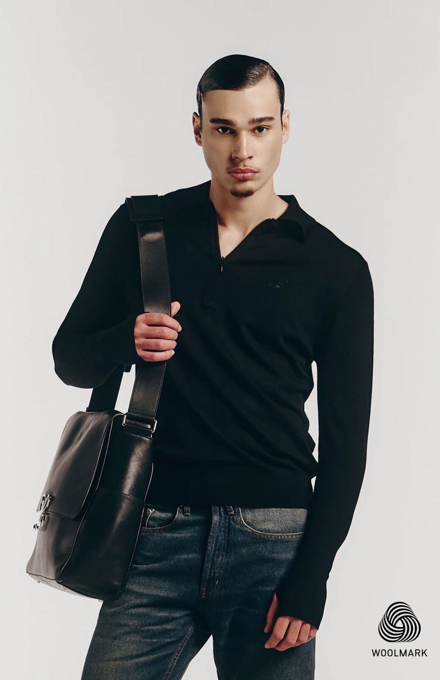 Merino Polo in Black