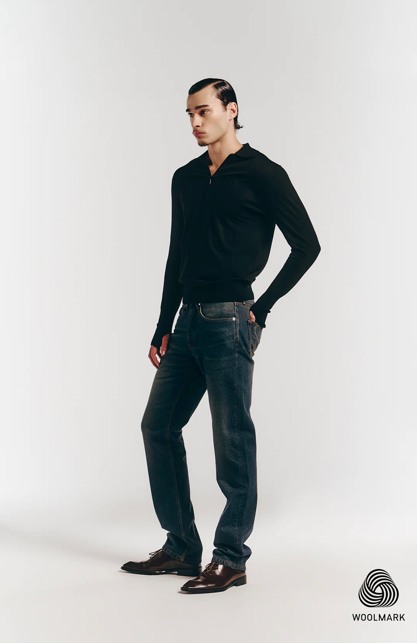 Merino Polo in Black