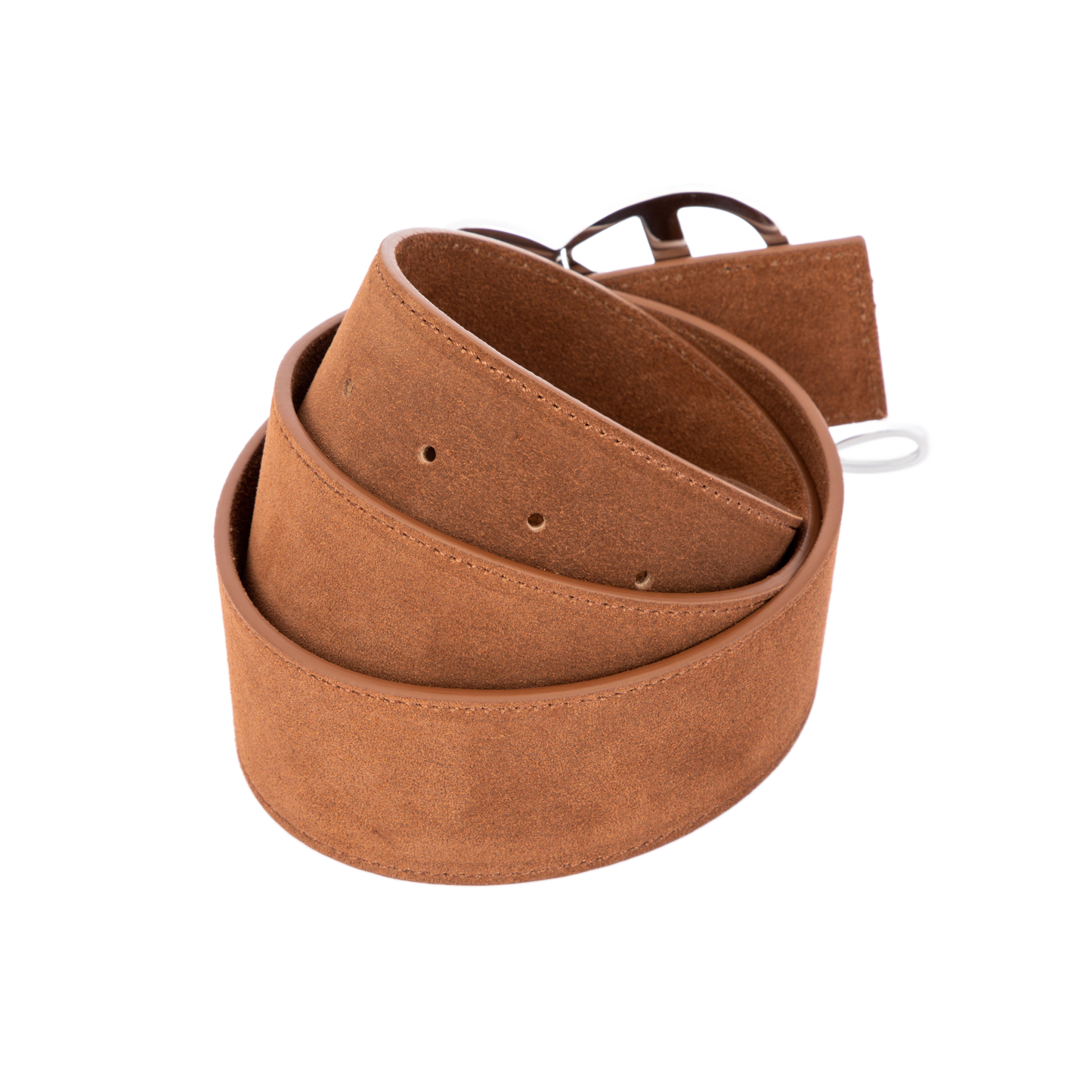 Monogram Logo Belt - Cognac Suede