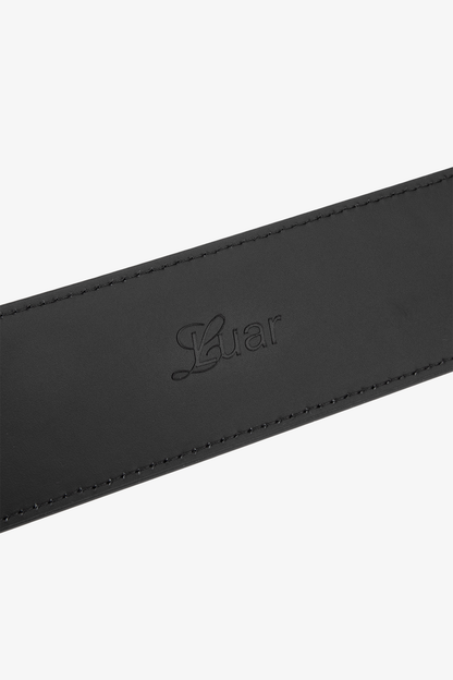 SMOOTH BLACK MONOGRAM LOGO BELT