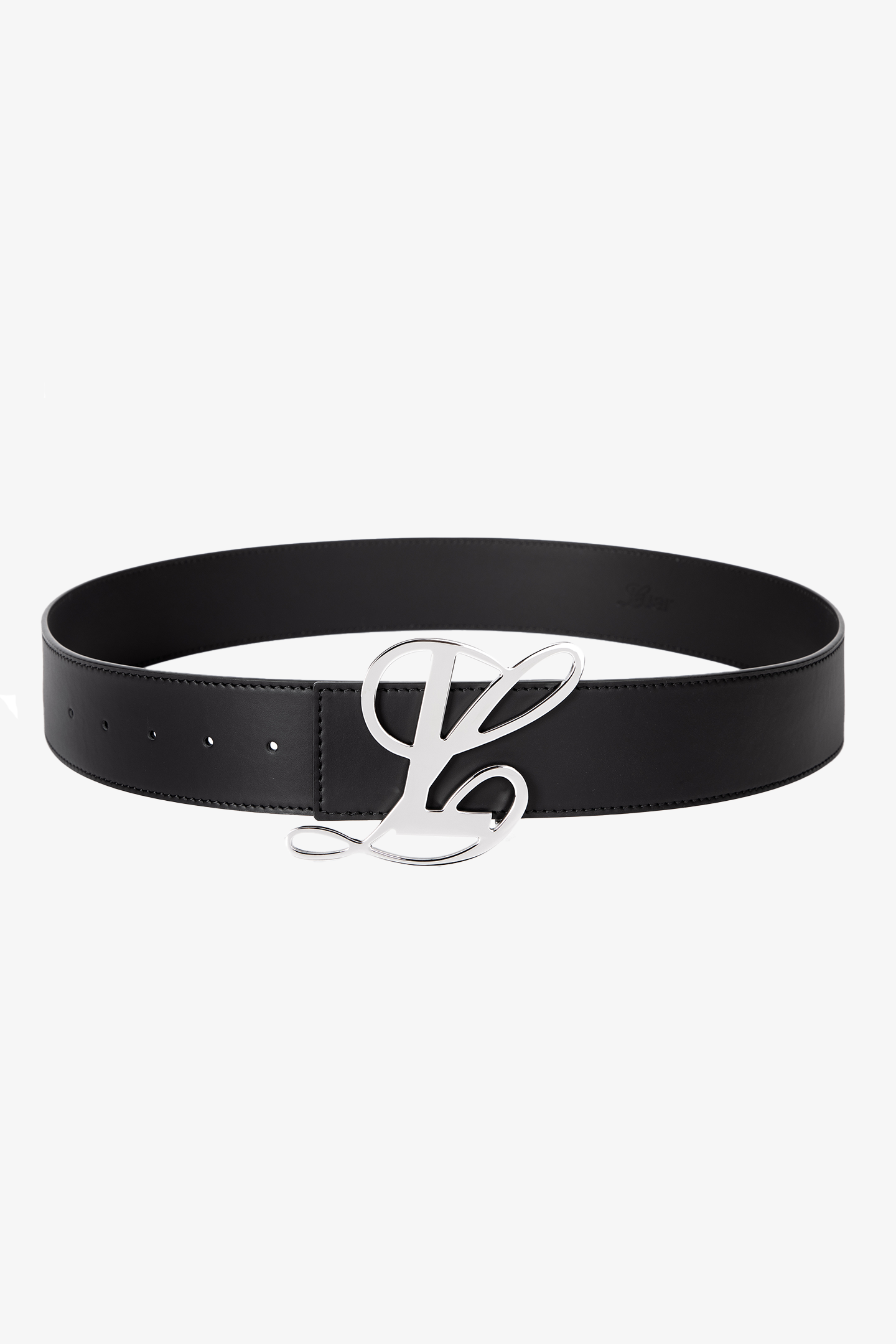 SMOOTH BLACK MONOGRAM LOGO BELT