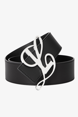 SMOOTH BLACK MONOGRAM LOGO BELT