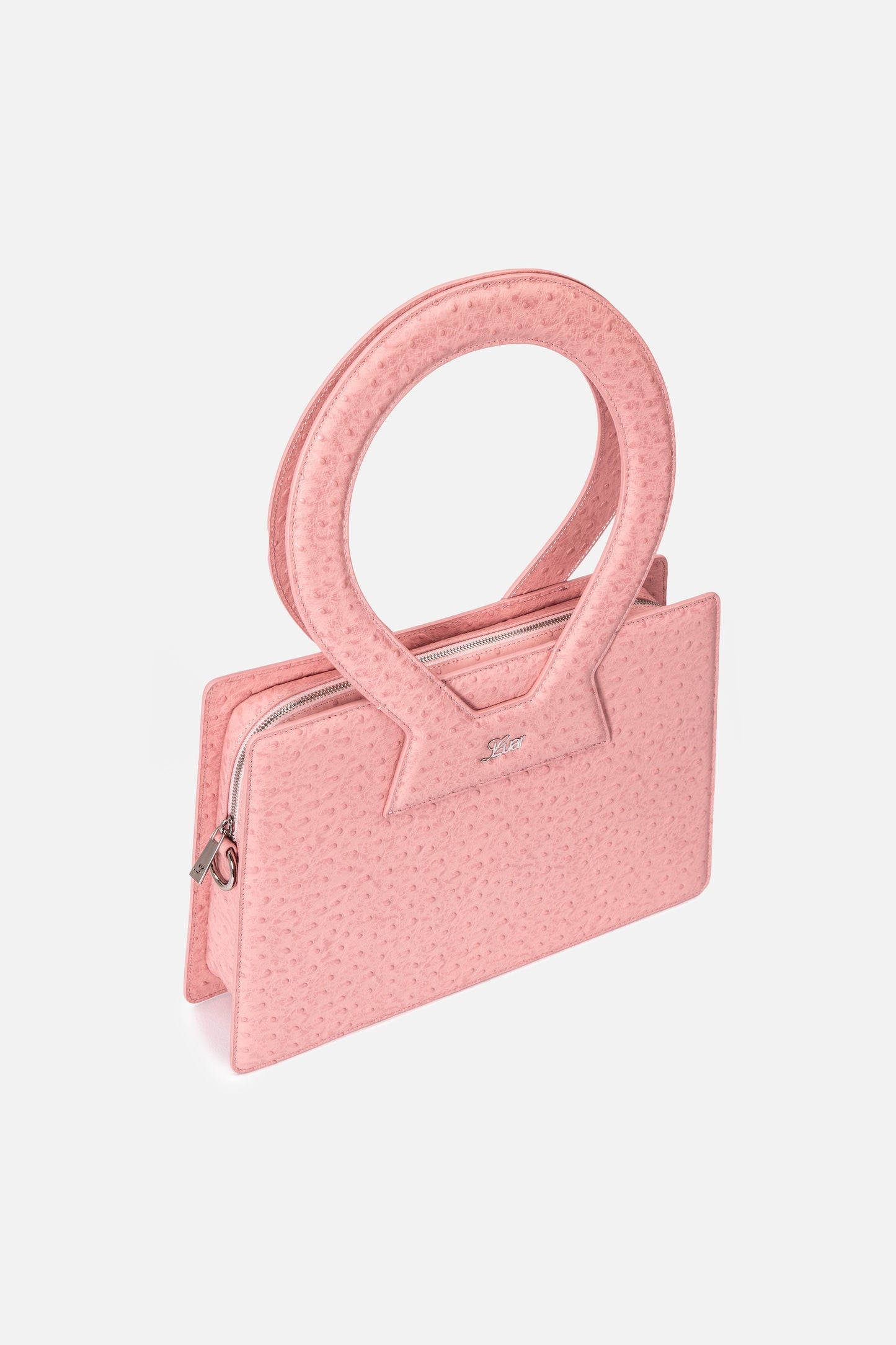 Pink Ostrich Embossed Large Ana