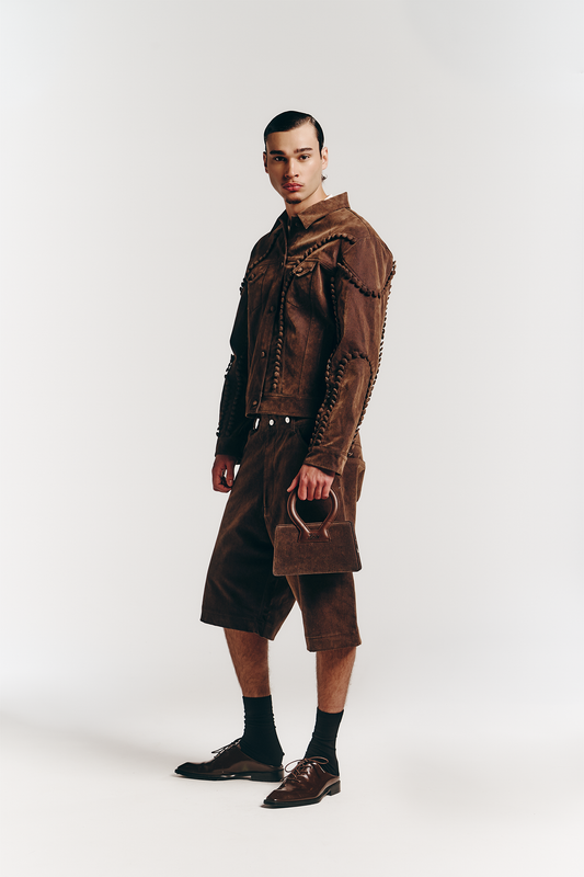 Unbutton Jacket in Brown Enzyme Denim