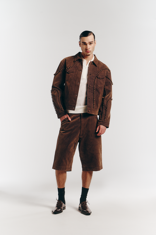 Farmer Short in Brown Enzyme Denim