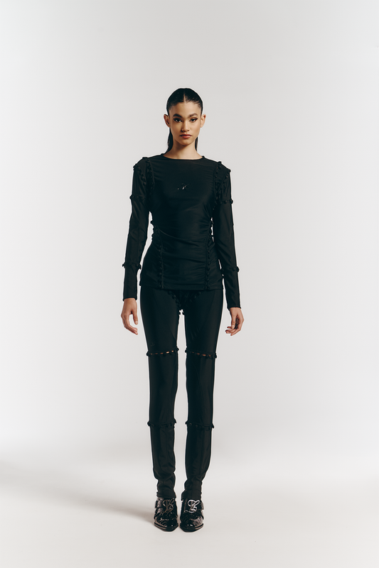 Unbutton Legging in Black Lycra