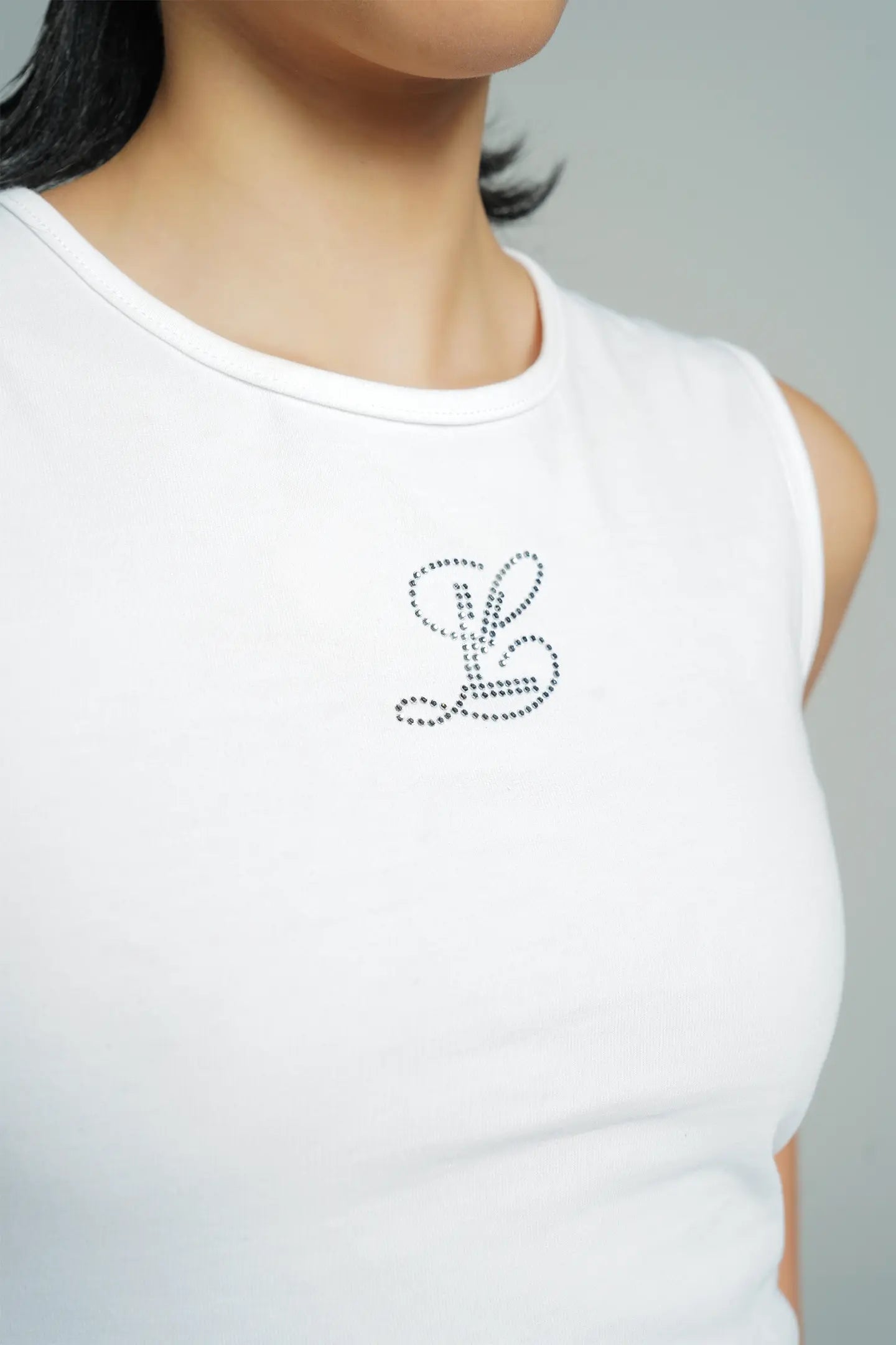 Curved Seam Logo Tank in White