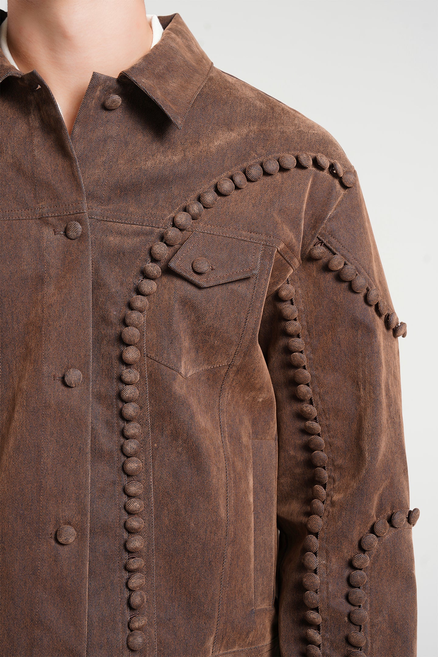 Unbutton Jacket in Brown Enzyme Denim