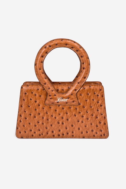 Tan Ostrich Embossed Small Ana