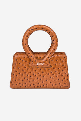 Tan Ostrich Embossed Small Ana